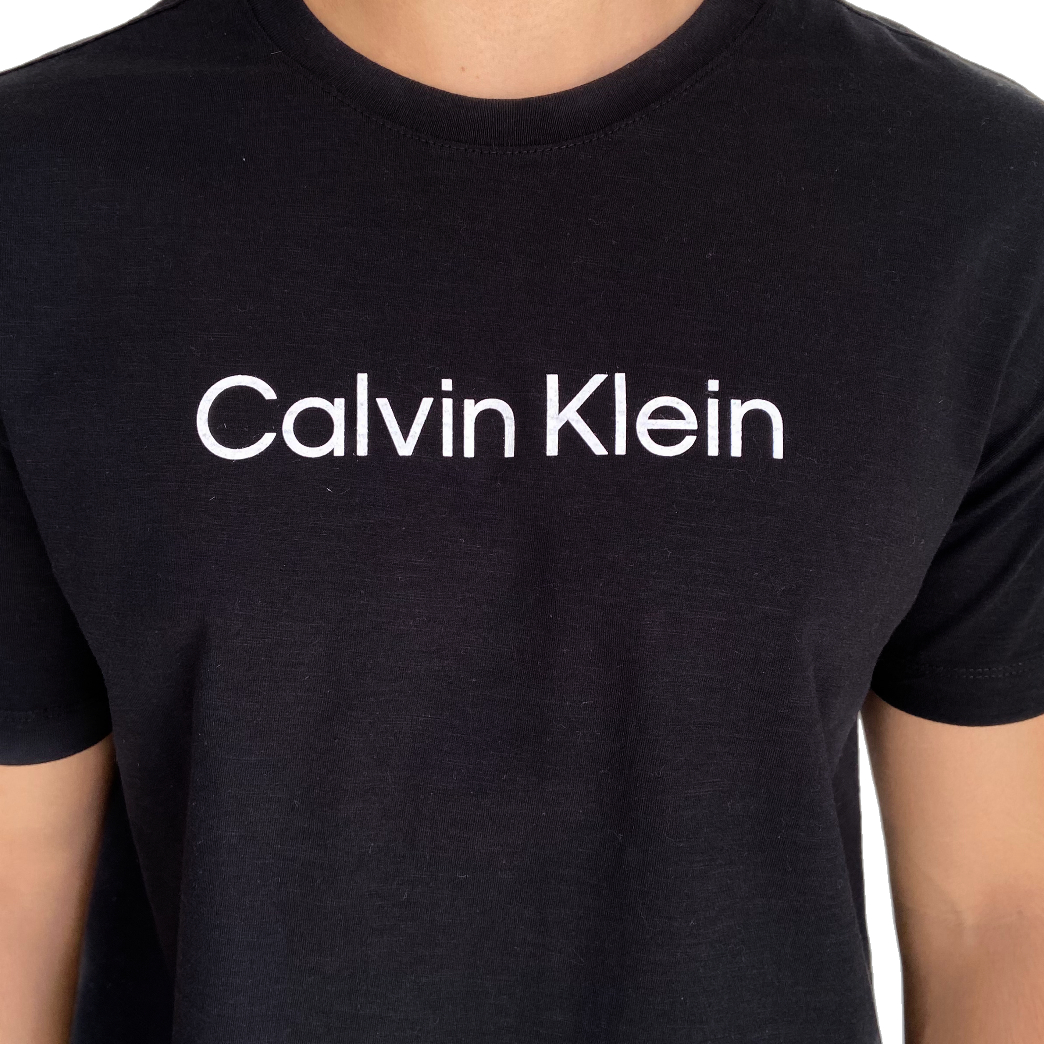 Camiseta de algodão Calvin klein marga curta estampada preta