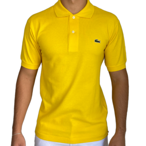 Camisa polo lacoste masculina lisa amarela L.12.12